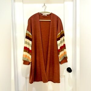 Salmon Colored with bubble sleeves cardigan